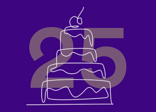 Logo OnlyHuman met taart 25 jaar